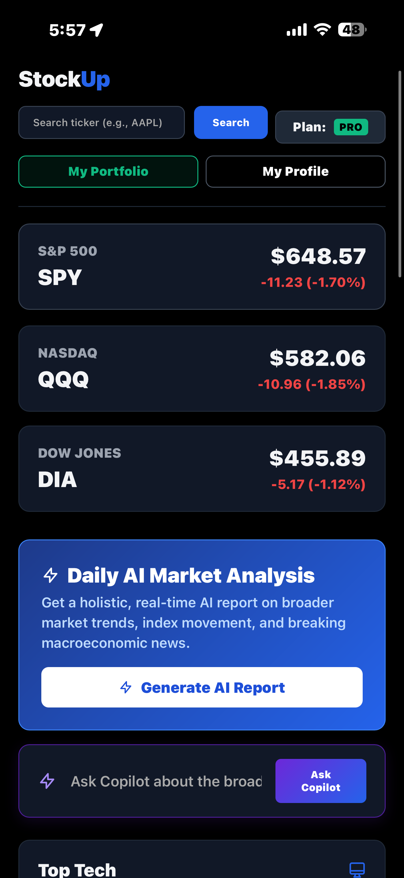 StockUp Dashboard